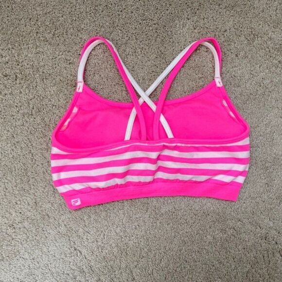 Fabletics Kemp Pink & White Striped Sports Bra S - Picture 1 of 3